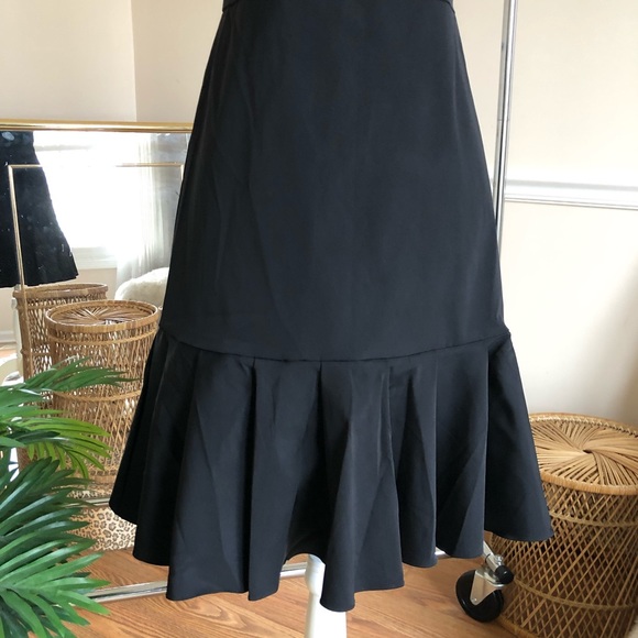 J. Crew Black Faille Stretch Fluted Hem Dress 4 - Picture 4 of 8